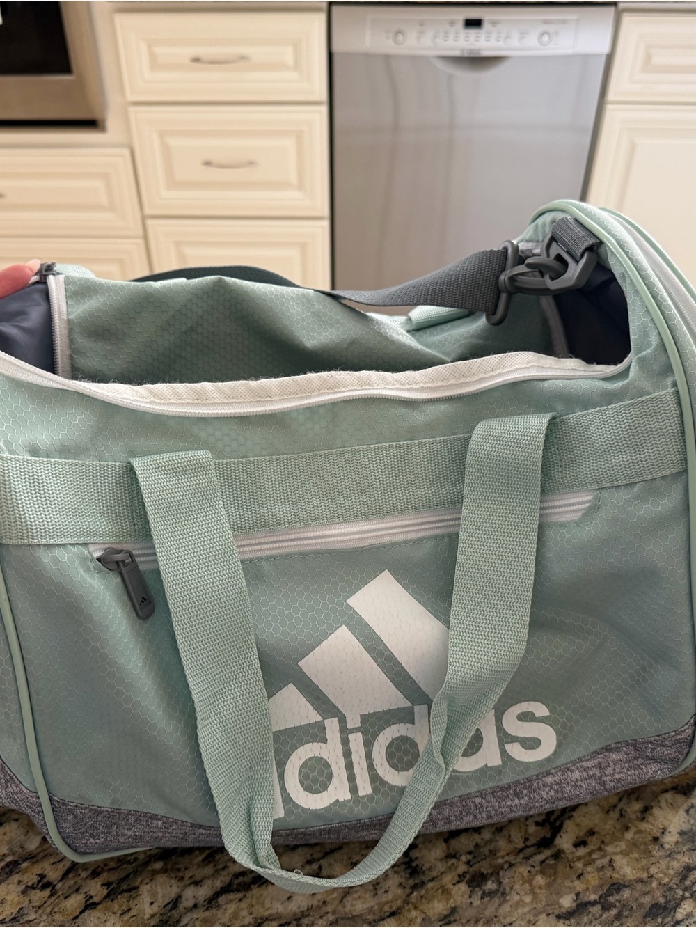 adidas Mint Green Gym Duffel Bag with White Logo